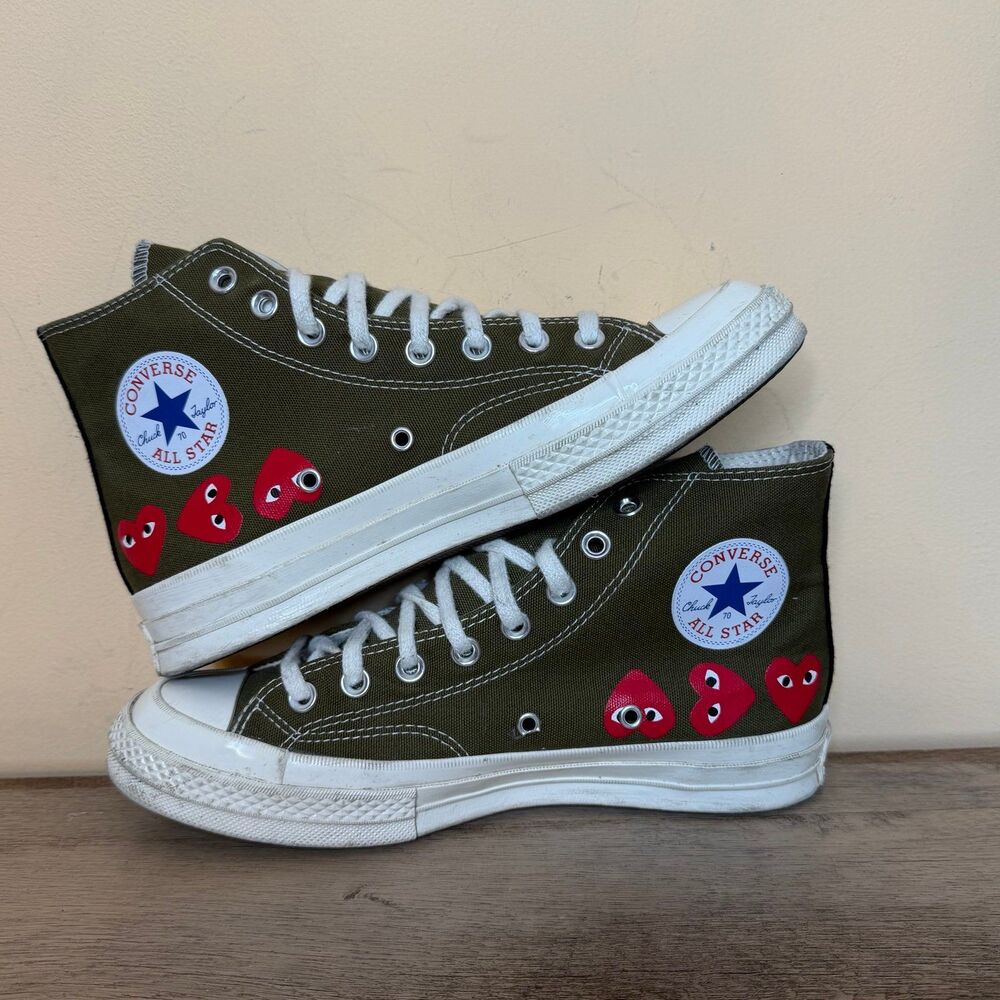 Converse Comme des Garcons Play Womens 9 Green Low Top Sneakers Mens 7 green - Picture 3 of 7